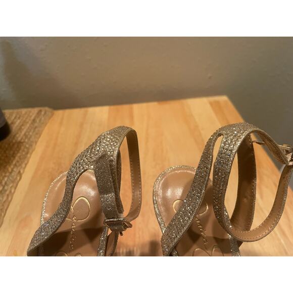 Jessica Simpson Glances There Gold Platform Strappy Sandals, S99 - Picture 6 of 10